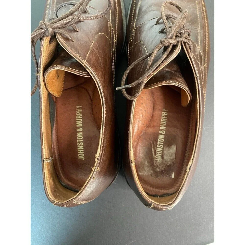 Johnston & Murphy square toe lace up leather oxford shoes